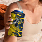 North Queensland Cowboys Rugby 4 in 1 Can Cooler Tumbler Fierce Mascot Geometric Tribal Art