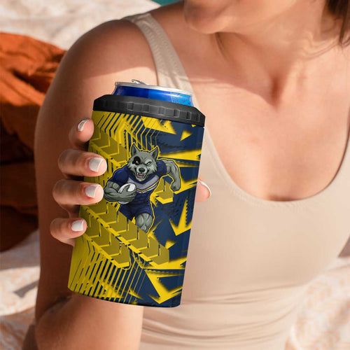 North Queensland Cowboys Rugby 4 in 1 Can Cooler Tumbler Fierce Mascot Geometric Tribal Art