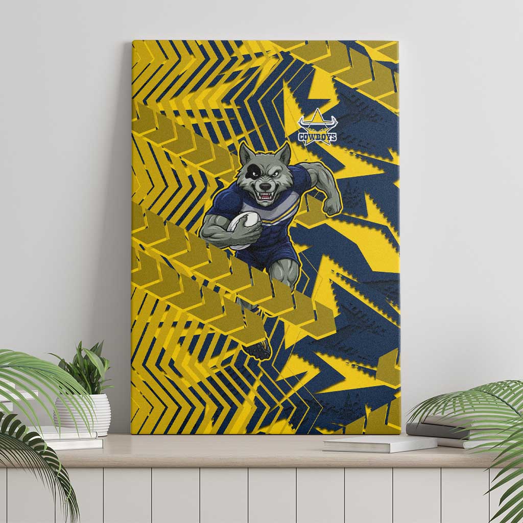 North Queensland Cowboys Rugby Canvas Wall Art Fierce Mascot Geometric Tribal Art