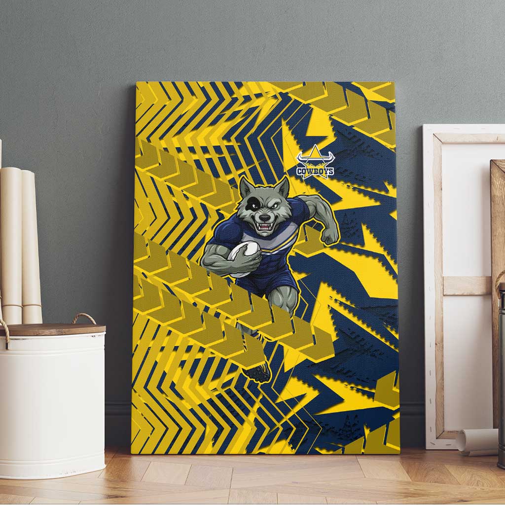 North Queensland Cowboys Rugby Canvas Wall Art Fierce Mascot Geometric Tribal Art