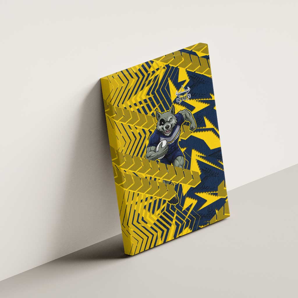 North Queensland Cowboys Rugby Canvas Wall Art Fierce Mascot Geometric Tribal Art