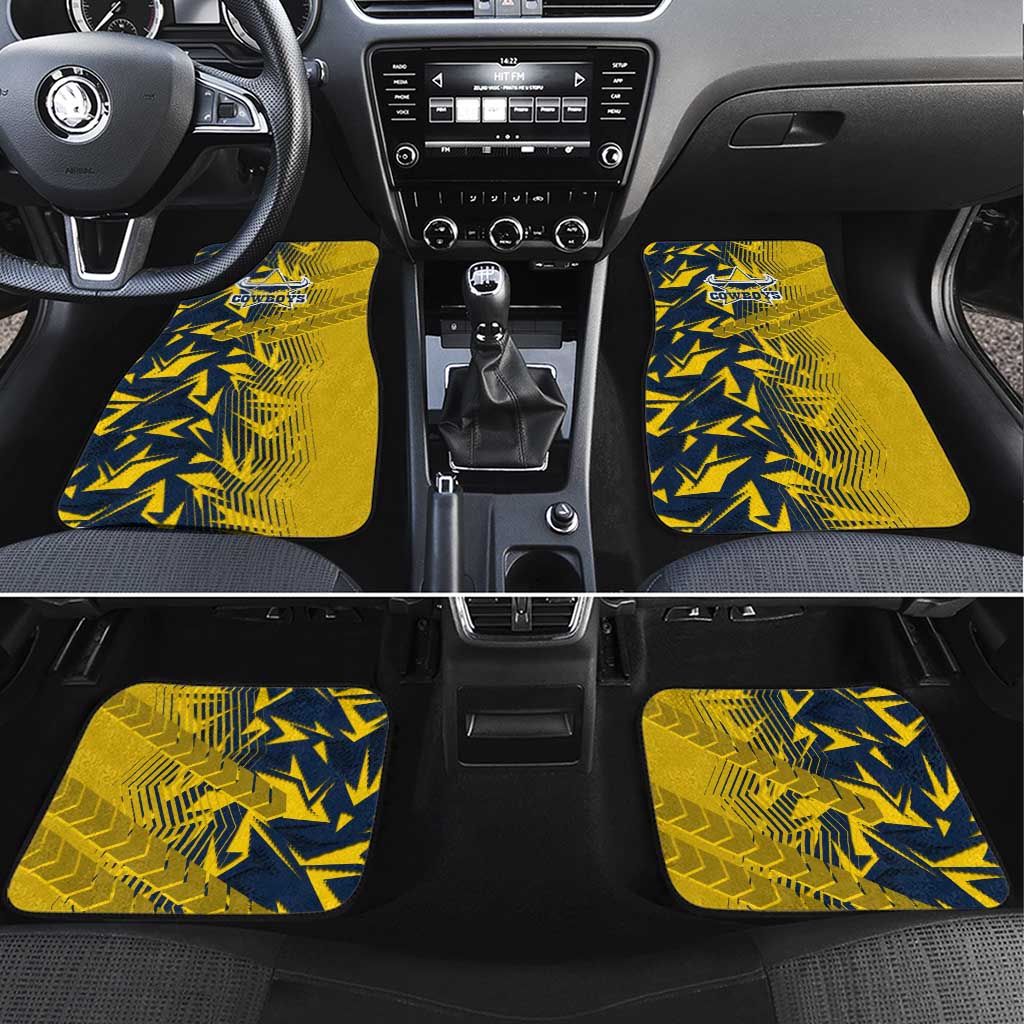 North Queensland Cowboys Rugby Car Mats Fierce Mascot Geometric Tribal Art