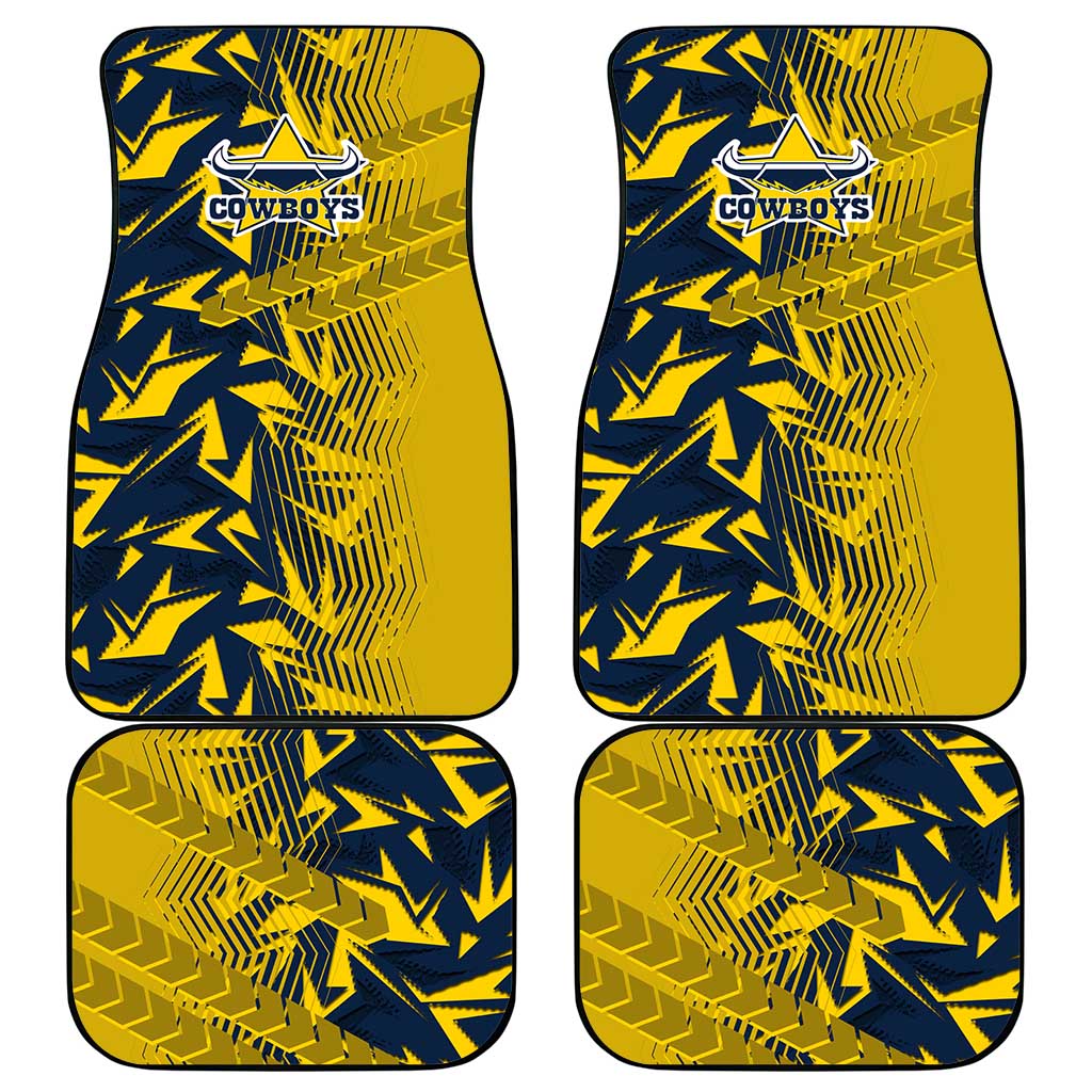 North Queensland Cowboys Rugby Car Mats Fierce Mascot Geometric Tribal Art