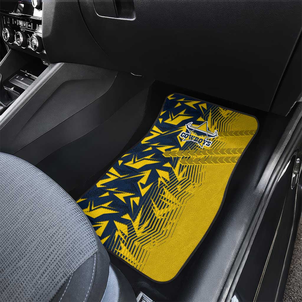 North Queensland Cowboys Rugby Car Mats Fierce Mascot Geometric Tribal Art