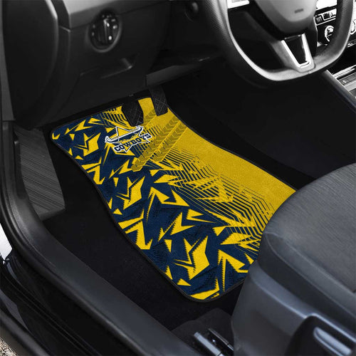 North Queensland Cowboys Rugby Car Mats Fierce Mascot Geometric Tribal Art