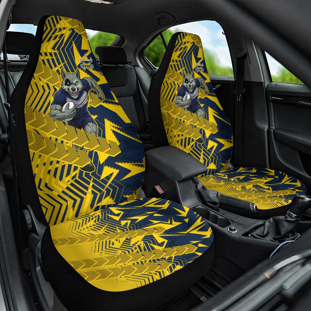 North Queensland Cowboys Rugby Car Seat Cover Fierce Mascot Geometric Tribal Art