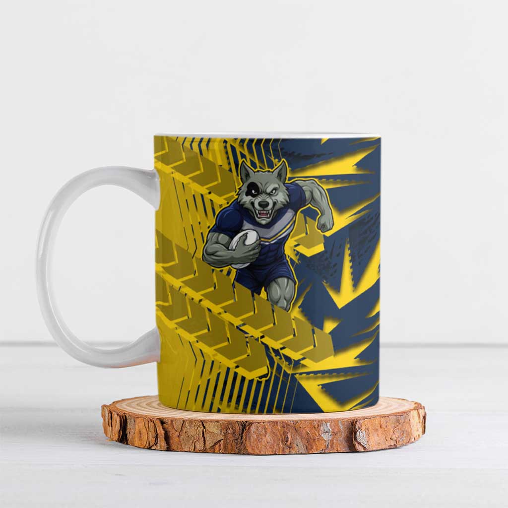 North Queensland Cowboys Rugby Ceramic Mug Fierce Mascot Geometric Tribal Art