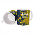 North Queensland Cowboys Rugby Ceramic Mug Fierce Mascot Geometric Tribal Art