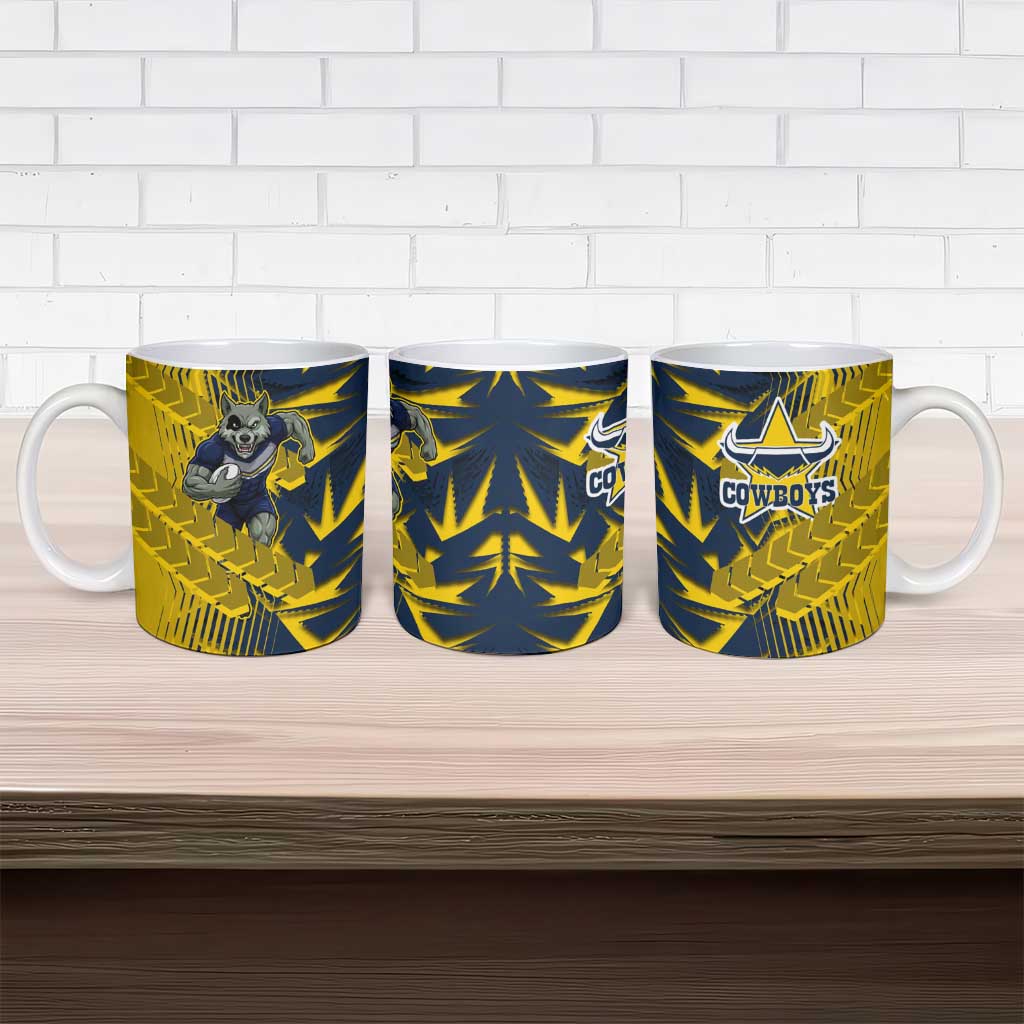 North Queensland Cowboys Rugby Ceramic Mug Fierce Mascot Geometric Tribal Art
