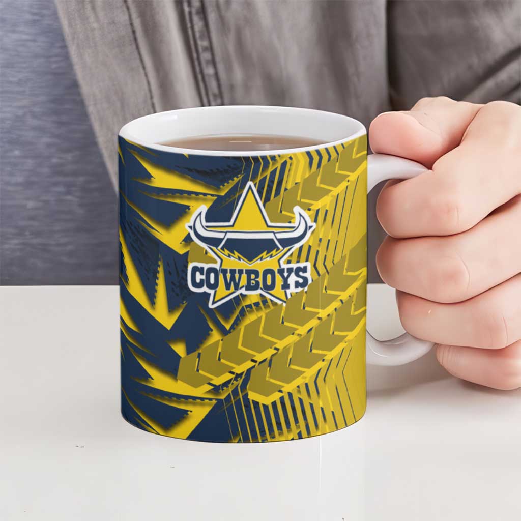 North Queensland Cowboys Rugby Ceramic Mug Fierce Mascot Geometric Tribal Art