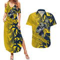 North Queensland Cowboys Rugby Couples Matching Summer Maxi Dress and Hawaiian Shirt Fierce Mascot Geometric Tribal Art