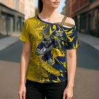 North Queensland Cowboys Rugby Cross Shoulder Shirt Fierce Mascot Geometric Tribal Art