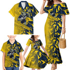 North Queensland Cowboys Rugby Family Matching Mermaid Dress and Hawaiian Shirt Fierce Mascot Geometric Tribal Art