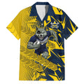 North Queensland Cowboys Rugby Family Matching Off Shoulder Short Dress and Hawaiian Shirt Fierce Mascot Geometric Tribal Art