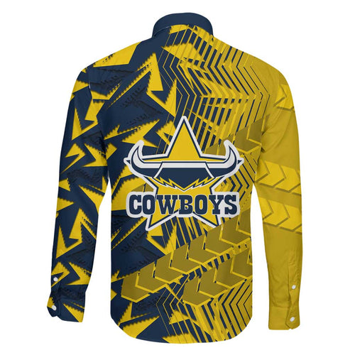 North Queensland Cowboys Rugby Family Matching Puletasi and Hawaiian Shirt Fierce Mascot Geometric Tribal Art