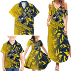 North Queensland Cowboys Rugby Family Matching Summer Maxi Dress and Hawaiian Shirt Fierce Mascot Geometric Tribal Art