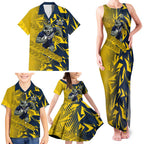 North Queensland Cowboys Rugby Family Matching Tank Maxi Dress and Hawaiian Shirt Fierce Mascot Geometric Tribal Art