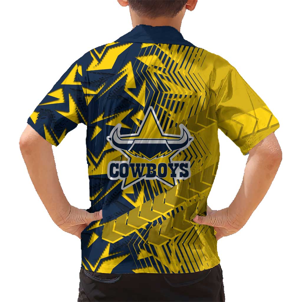 North Queensland Cowboys Rugby Family Matching Tank Maxi Dress and Hawaiian Shirt Fierce Mascot Geometric Tribal Art
