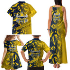 North Queensland Cowboys Rugby Family Matching Tank Maxi Dress and Hawaiian Shirt Fierce Mascot Geometric Tribal Art