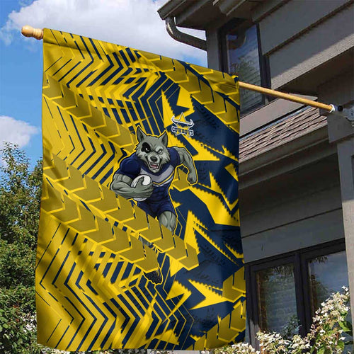 North Queensland Cowboys Rugby Garden Flag Fierce Mascot Geometric Tribal Art