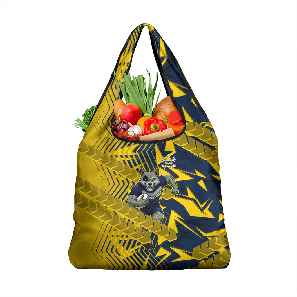 North Queensland Cowboys Rugby Grocery Bag Fierce Mascot Geometric Tribal Art