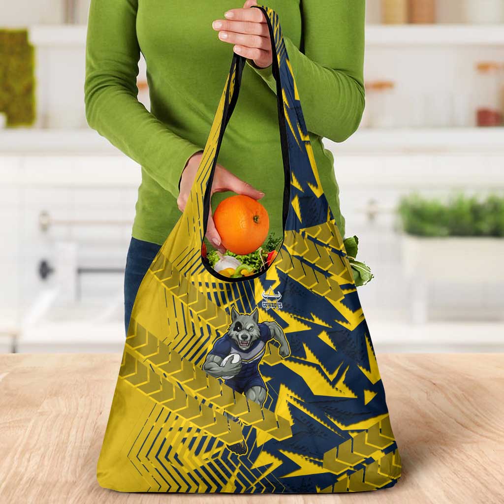 North Queensland Cowboys Rugby Grocery Bag Fierce Mascot Geometric Tribal Art