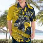 North Queensland Cowboys Rugby Hawaiian Shirt Fierce Mascot Geometric Tribal Art