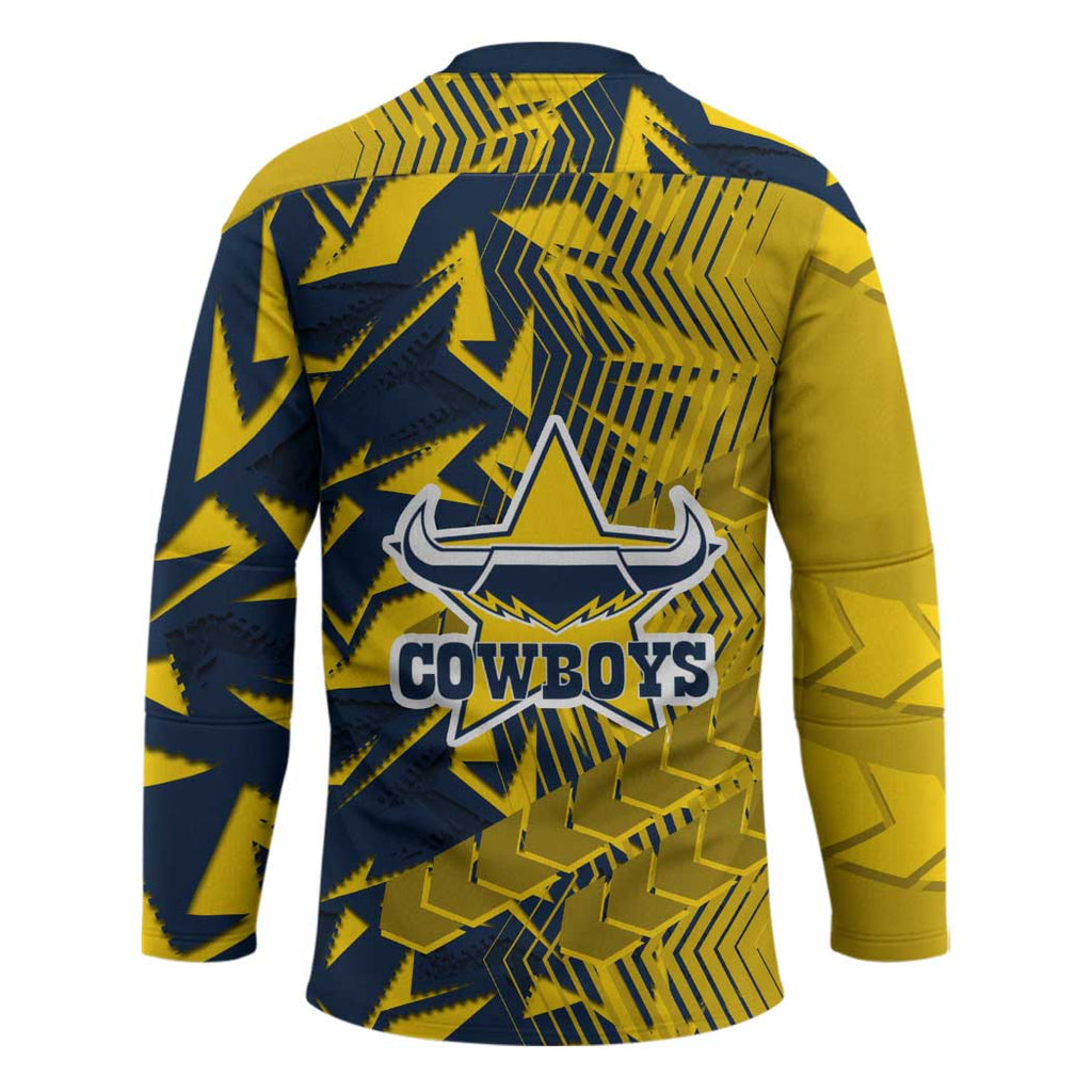 North Queensland Cowboys Rugby Hockey Jersey Fierce Mascot Geometric Tribal Art