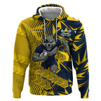 North Queensland Cowboys Rugby Hoodie Fierce Mascot Geometric Tribal Art