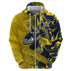 North Queensland Cowboys Rugby Hoodie Fierce Mascot Geometric Tribal Art