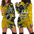 North Queensland Cowboys Rugby Hoodie Dress Fierce Mascot Geometric Tribal Art