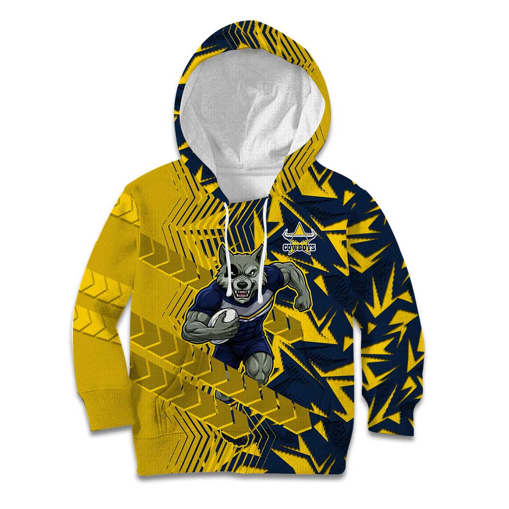 North Queensland Cowboys Rugby Kid Hoodie Fierce Mascot Geometric Tribal Art