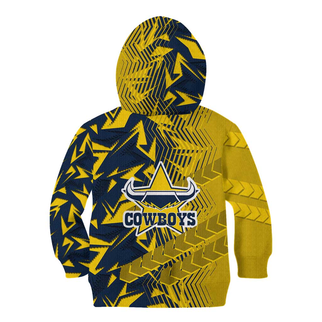 North Queensland Cowboys Rugby Kid Hoodie Fierce Mascot Geometric Tribal Art