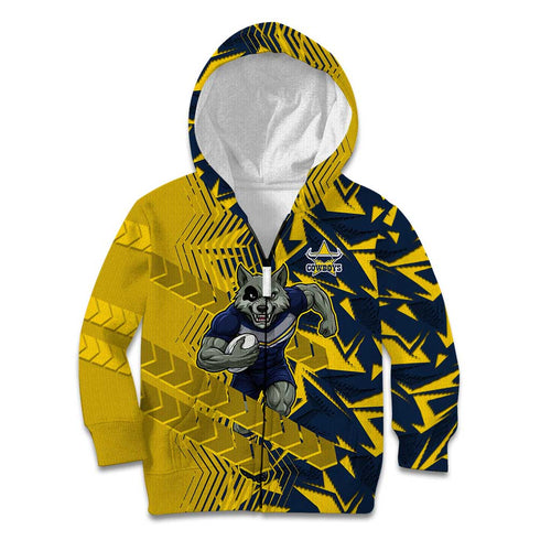 North Queensland Cowboys Rugby Kid Hoodie Fierce Mascot Geometric Tribal Art