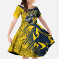 North Queensland Cowboys Rugby Kid Short Sleeve Dress Fierce Mascot Geometric Tribal Art