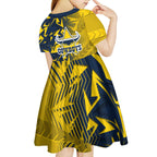 North Queensland Cowboys Rugby Kid Short Sleeve Dress Fierce Mascot Geometric Tribal Art