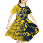 North Queensland Cowboys Rugby Kid Short Sleeve Dress Fierce Mascot Geometric Tribal Art