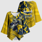 North Queensland Cowboys Rugby Kimono Sleeve Blouse Fierce Mascot Geometric Tribal Art