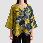 North Queensland Cowboys Rugby Kimono Sleeve Blouse Fierce Mascot Geometric Tribal Art