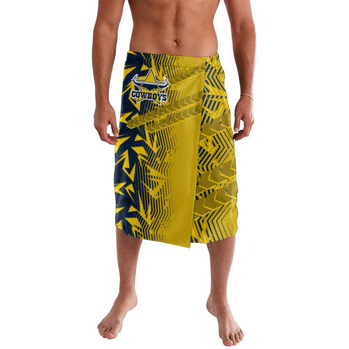 North Queensland Cowboys Rugby Lavalava Fierce Mascot Geometric Tribal Art