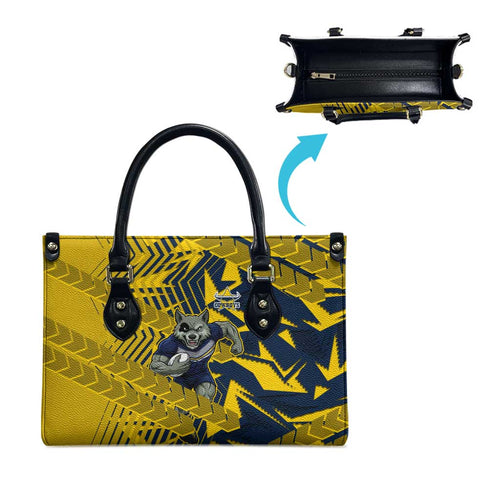 North Queensland Cowboys Rugby Leather Bag Fierce Mascot Geometric Tribal Art
