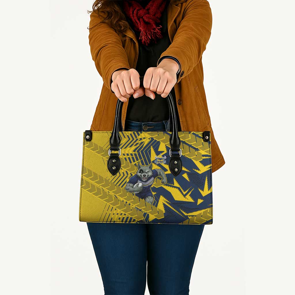 North Queensland Cowboys Rugby Leather Bag Fierce Mascot Geometric Tribal Art