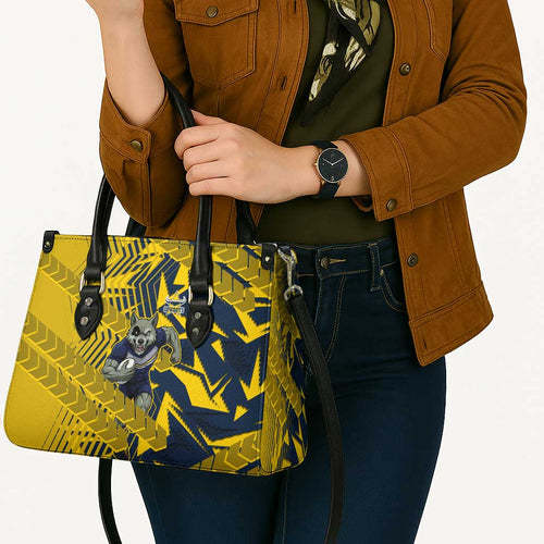 North Queensland Cowboys Rugby Leather Bag Fierce Mascot Geometric Tribal Art