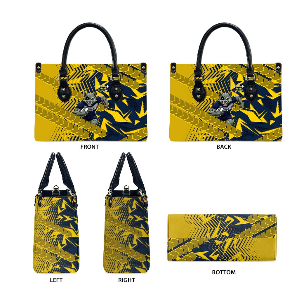 North Queensland Cowboys Rugby Leather Bag Fierce Mascot Geometric Tribal Art