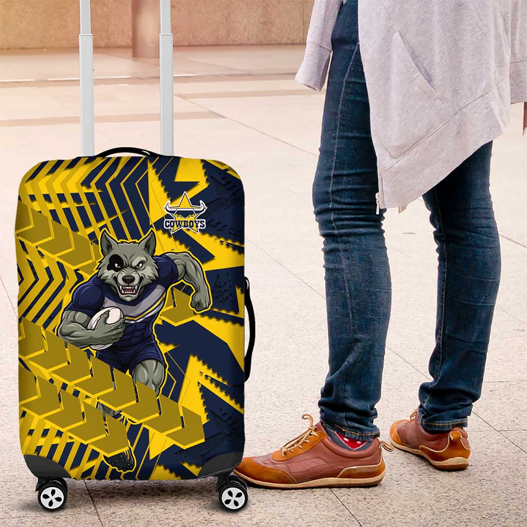 North Queensland Cowboys Rugby Luggage Cover Fierce Mascot Geometric Tribal Art