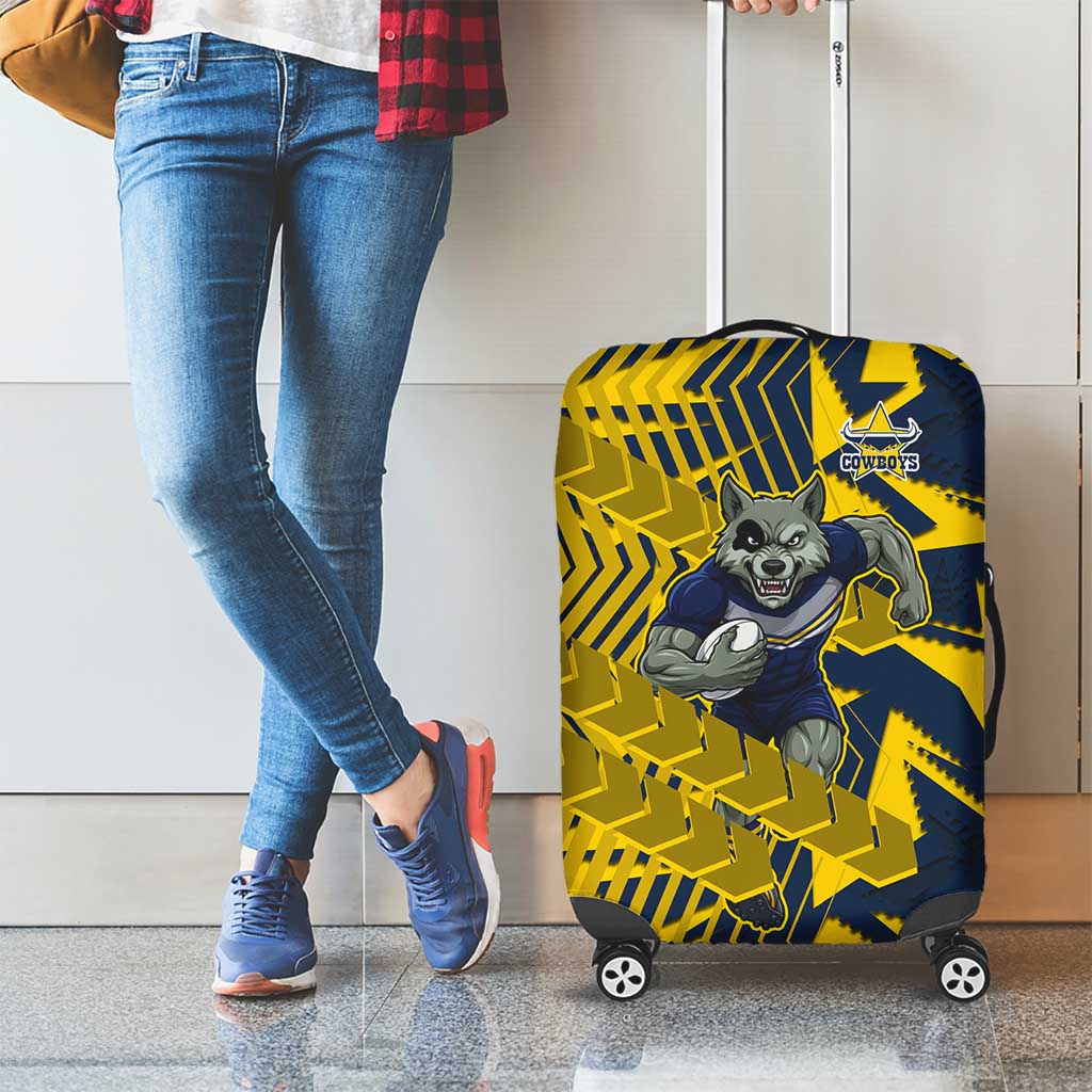 North Queensland Cowboys Rugby Luggage Cover Fierce Mascot Geometric Tribal Art
