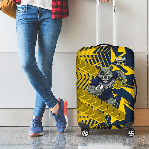 North Queensland Cowboys Rugby Luggage Cover Fierce Mascot Geometric Tribal Art