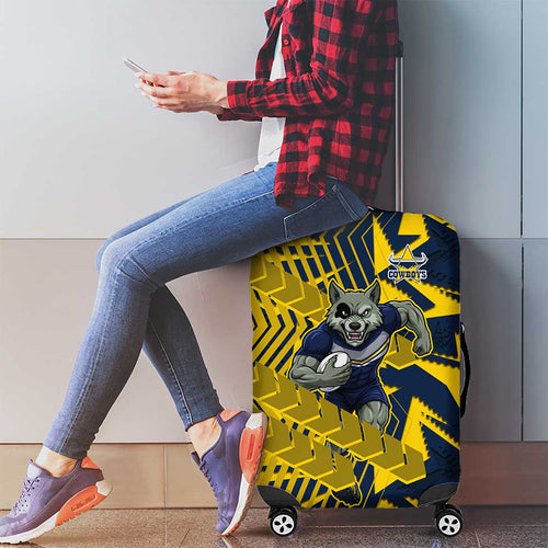 North Queensland Cowboys Rugby Luggage Cover Fierce Mascot Geometric Tribal Art
