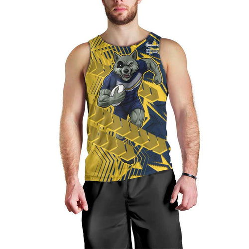 North Queensland Cowboys Rugby Men Tank Top Fierce Mascot Geometric Tribal Art
