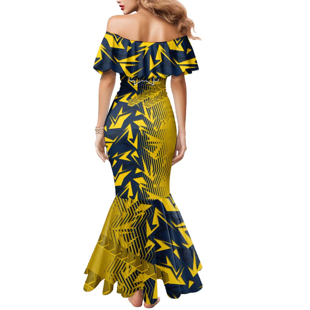North Queensland Cowboys Rugby Mermaid Dress Fierce Mascot Geometric Tribal Art